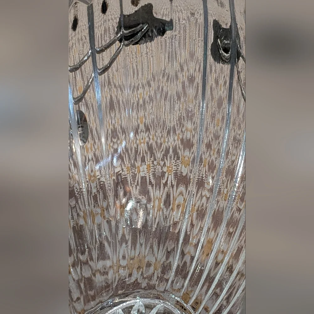 RARE English Silverplated  Leaves Basket w/ HEAVY Hand Cut Glass Bowl 30s/40s